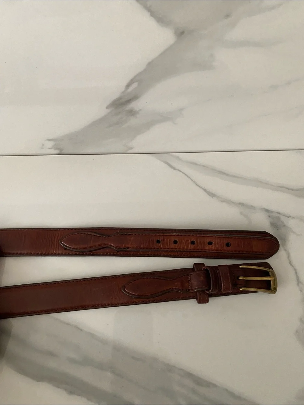 Lands’ End Bridle Strap Ranger Belt in Oak Bark Made In USA Cowboy Western